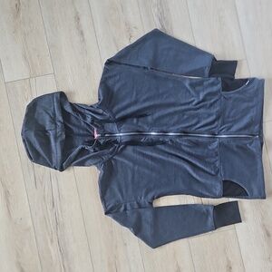 Women's Charcoal Gray Hoodie Zip Up Athletic Jacket Dri-Fit